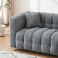 102 Inch Gray Teddy Velvet Sofa With Two Throw Pillows In Living Room Bedroom Apartment Sofa Supported By Hardware Feet Gray Polyester Blend 4 Seat