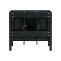 36'' Bathroom Vanity Without Sink, Solid Wood Frame Bathroom Storage Cabinet, Freestanding Vanity With 5 Drawers& Soft Closing Doors Not Include Basin Sink Black Bathroom Solid Wood Mdf