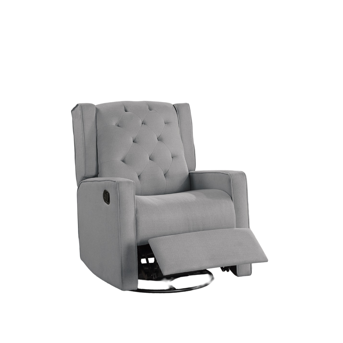 Contemporary Dark Gray Color Polyfiber Swivel Recliner Chair 1Pc Manual Motion Wing Back Tufted Cushion Living Room Furniture Glider Chair Dark Grey Polyester Manual Handle Primary Living Space Tufted Back Contemporary,Modern,Transitional Foam Solid Wood