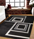 Jersey Area Rugs, Carpets For Livingroom, 7X10 Area Rugs ,1925 Black Grey Rectangle 8&10 Black Grey Contemporary Abstract Polypropylene