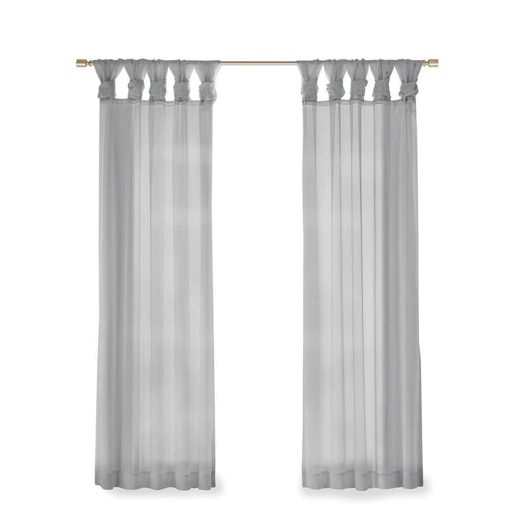 Twist Tab Voile Sheer Window Pair Light Grey Polyester