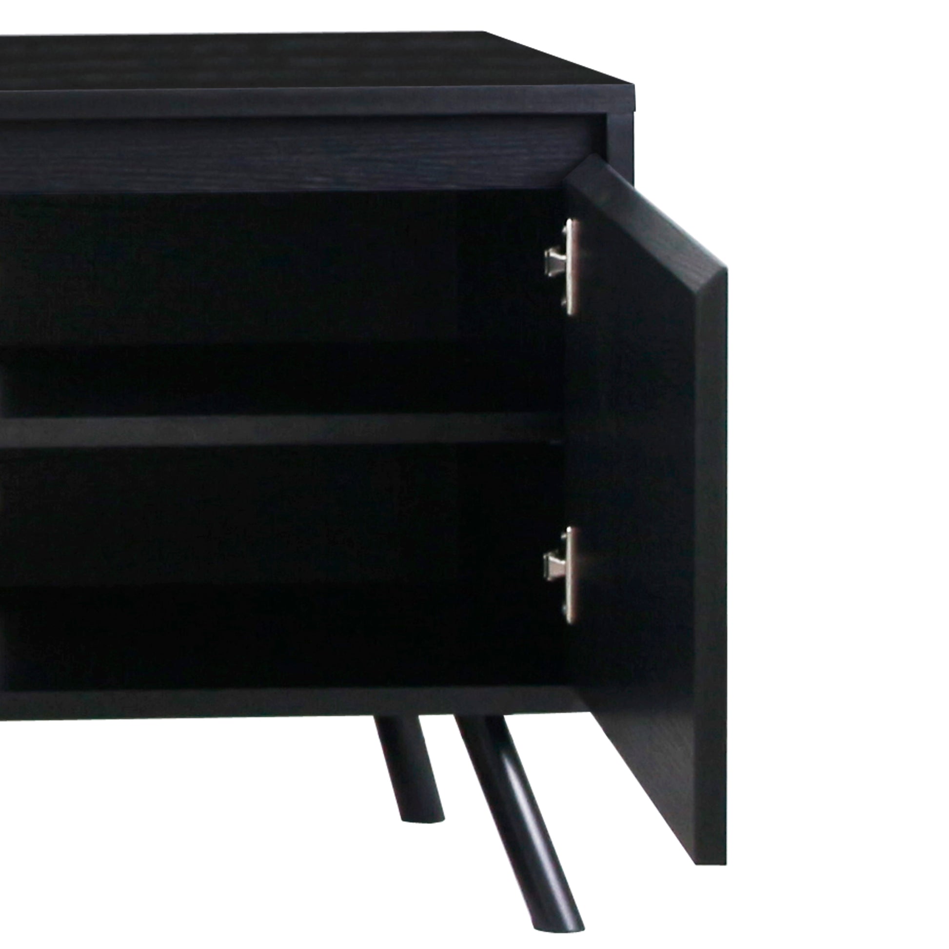 71" Tv Stand With 3 Door Black Oak Modern Media Console Sleek Tv Stand With Adjustable Support Legs And Cable Management Black 70 79 Inches Solid Wood