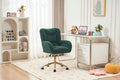 005 Teddy Fabric 360 Swivel Home Office Chair With Gold Metal Base And Universal Wheels,Green Solid Green Office Sponge Wipe Clean Modern Office Chairs Tufted Back Foam Swivel Teddy