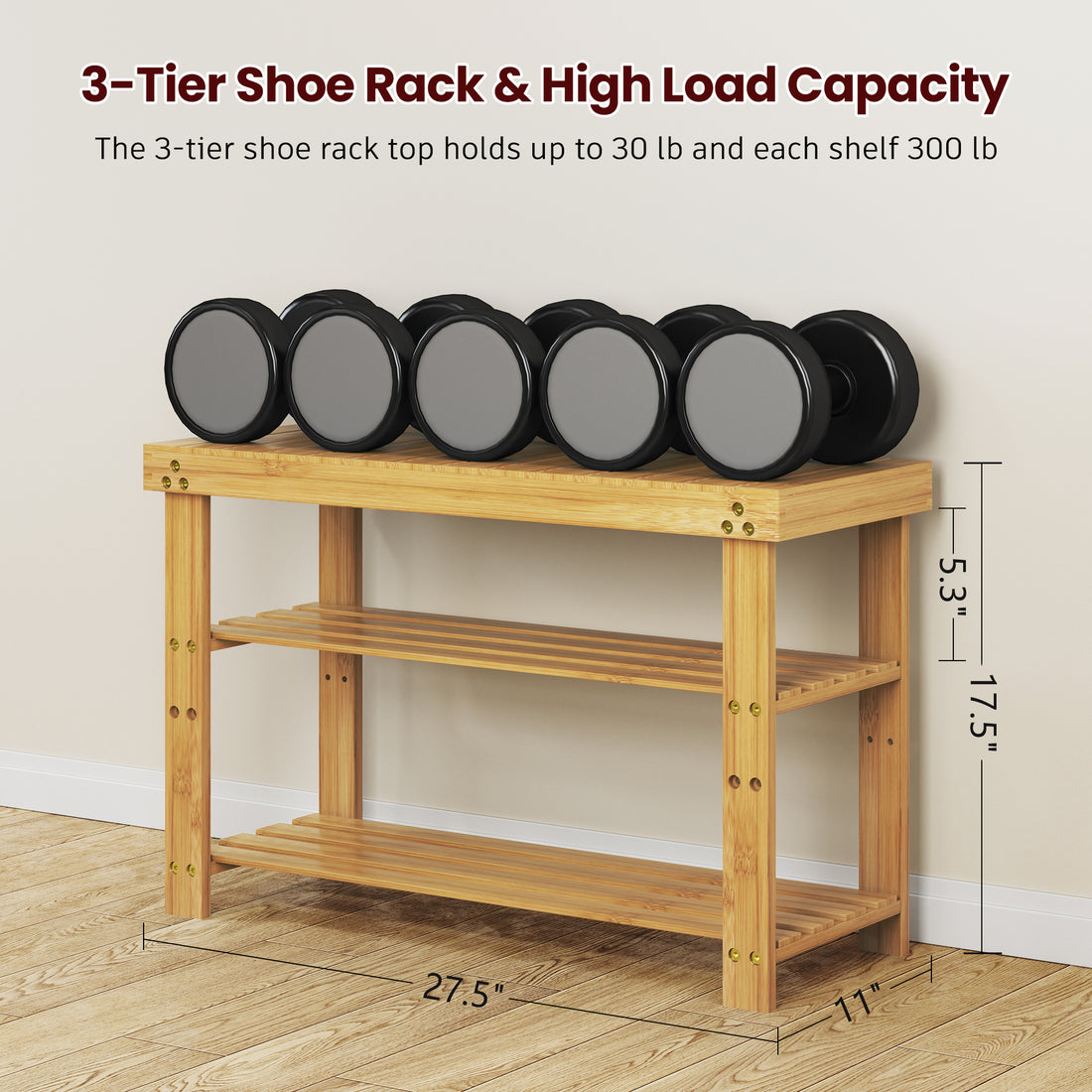 Bamboo Shoe Bench, 3 Tier Shoe Rack, Entryway Bench With Cushion And Adjustable Shelves, Shoe Rack For Entryway, Hallway, Mudroom And Living Room, Bamboo Khaki Bamboo