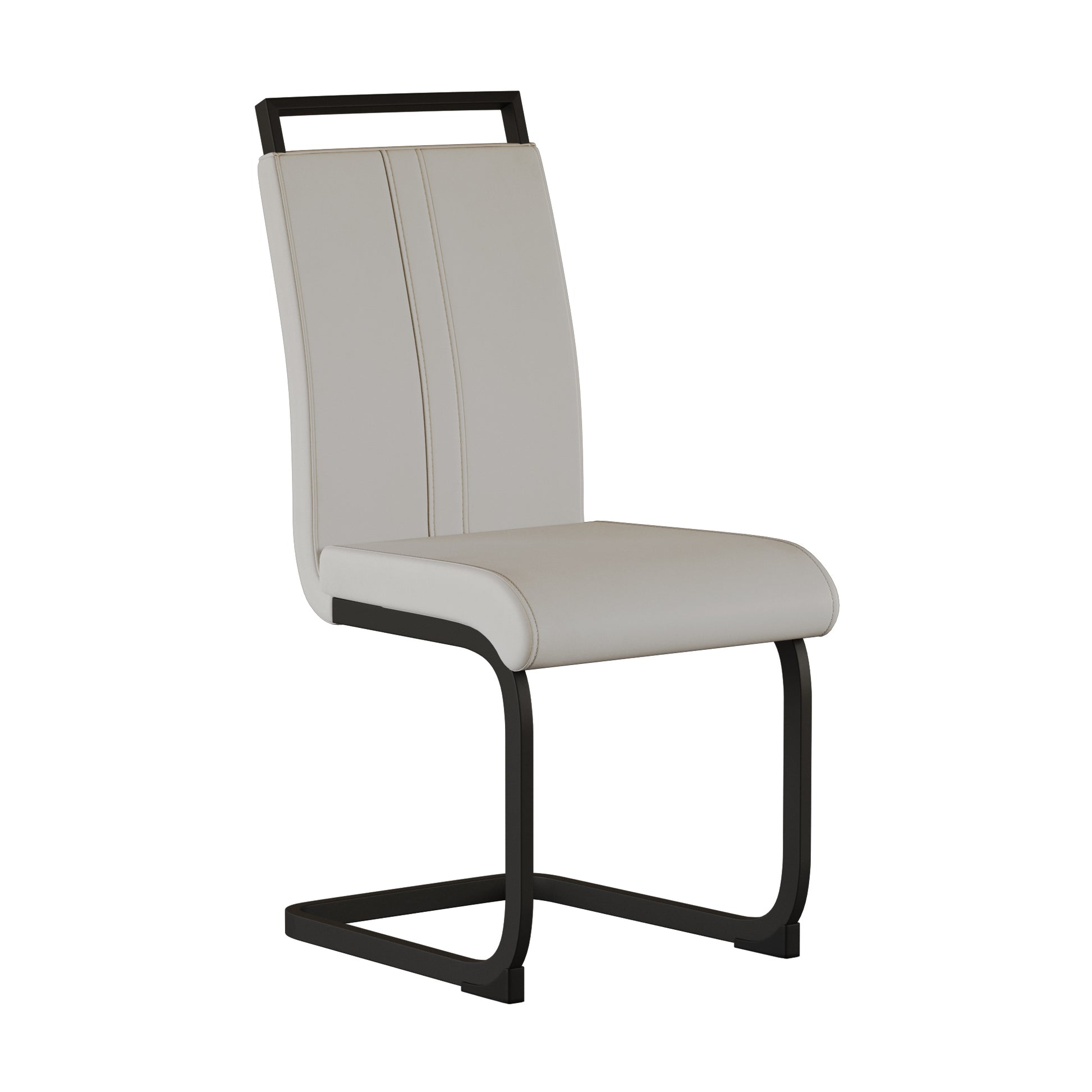 Modern Dining Chairs,Pu Faux Leather High Back Upholstered Side Chair With C Shaped Tube. Black Metal Legs For Dining Room Kitchen Vanity Patio Club Guest Office Chair Set Of 4 White Pu White Foam Pu