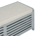 Distressed Shutter Storage Bench With Acacia Veneer For Retro Charm For Living Room, Entryway Grey Grey Mdf