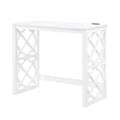 Desks And Stool Set 3Pc White Finish Rolling Desk With Casters, 2 Charging Ports Home Office Furniture White Computer Desk Primary Living Space Contemporary Desk Rectangular Wood