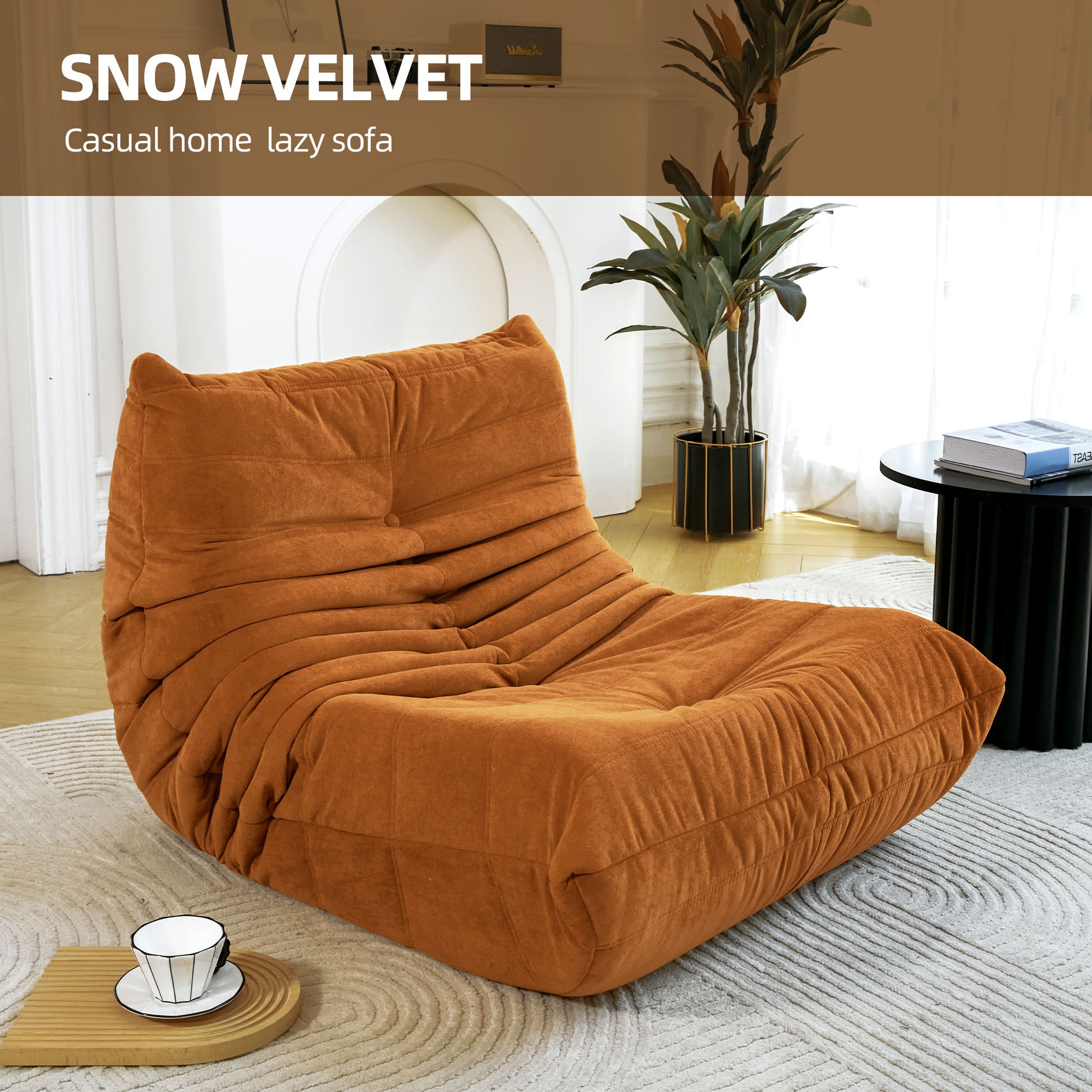 Floor Sofa Bean Bag Chair For Adults Fireside Bean Bag Lounger Memory Foam Chair For Home, Office, Apartment Or Gaming Venue Caramel Polyester Primary Living Space Firm Art Deco Armless Foam Polyester Blend