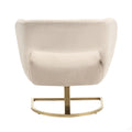 Coolmore Upholstered Tufted Living Room Chair Textured Linen Fabric Accent Chair With Metal Stand Beige Velvet