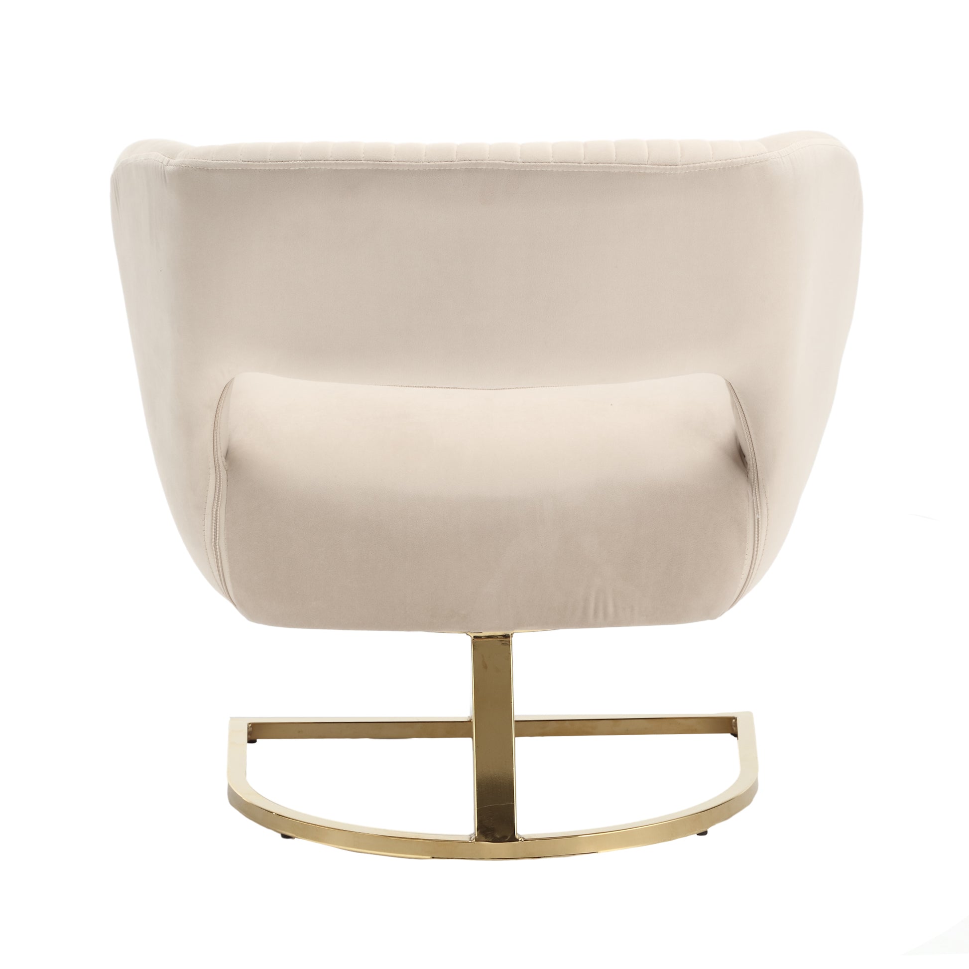 Coolmore Upholstered Tufted Living Room Chair Textured Linen Fabric Accent Chair With Metal Stand Beige Velvet