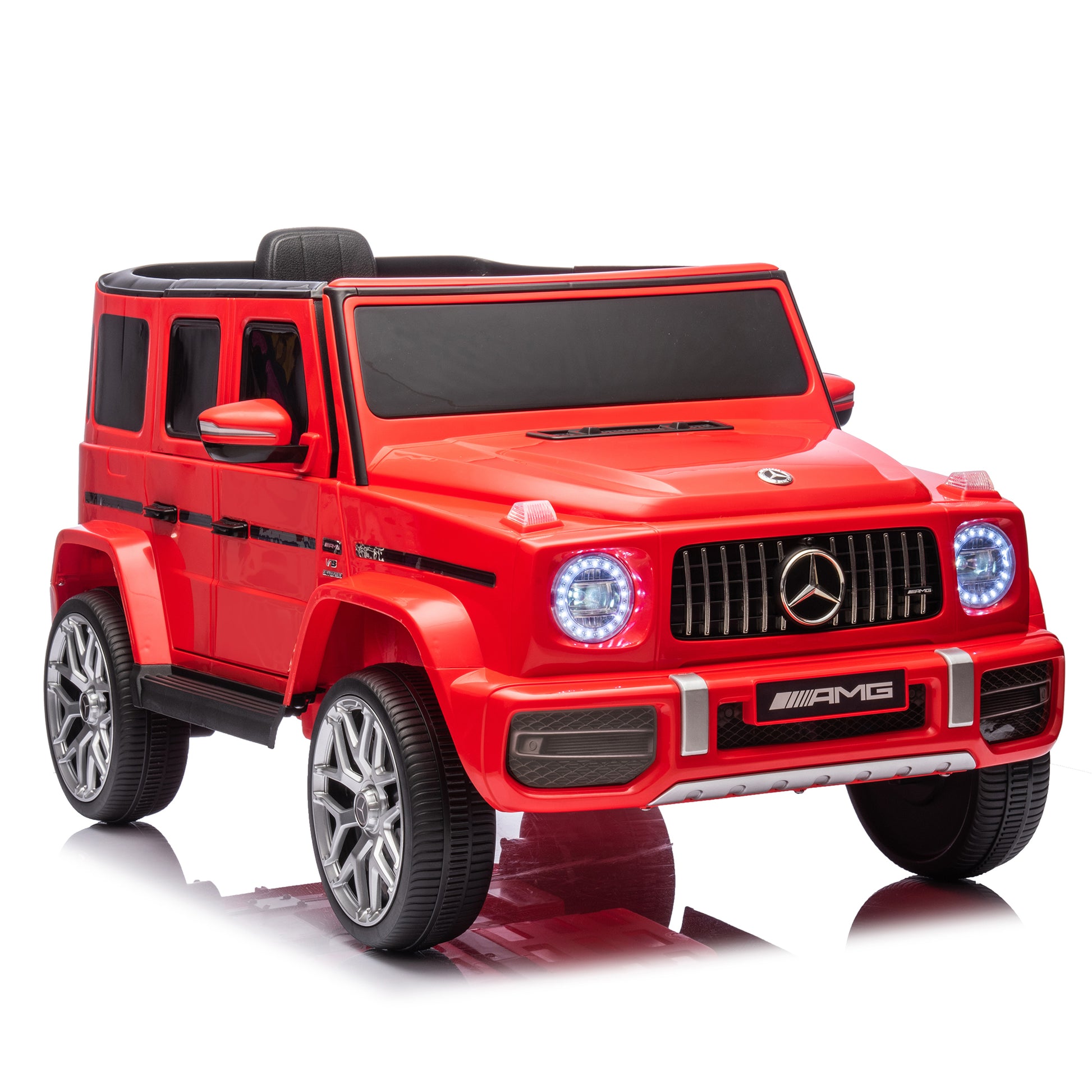 Licensed Mercedes Benz G63 Kids Ride On Car, 12V Electric Vehicle With Remote Control, Double Open Doors, Music, Bluetooth, Wheels Suspension, Battery Powered For Children Boy Girl Red Red Polyethylene