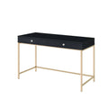 Ottey Black High Gloss & Gold Finish Writing Desk Black Metal,Synthetic Wood
