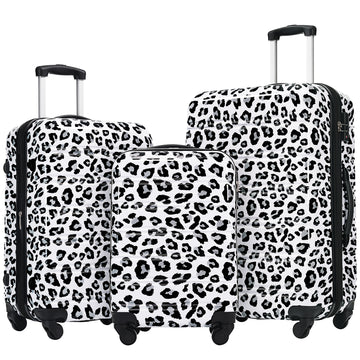 Hardshell Luggage Sets 3 Pcs Spinner Suitcase With Tsa Lock Lightweight 20" 24" 28" Luggages White Black Leopard Pc