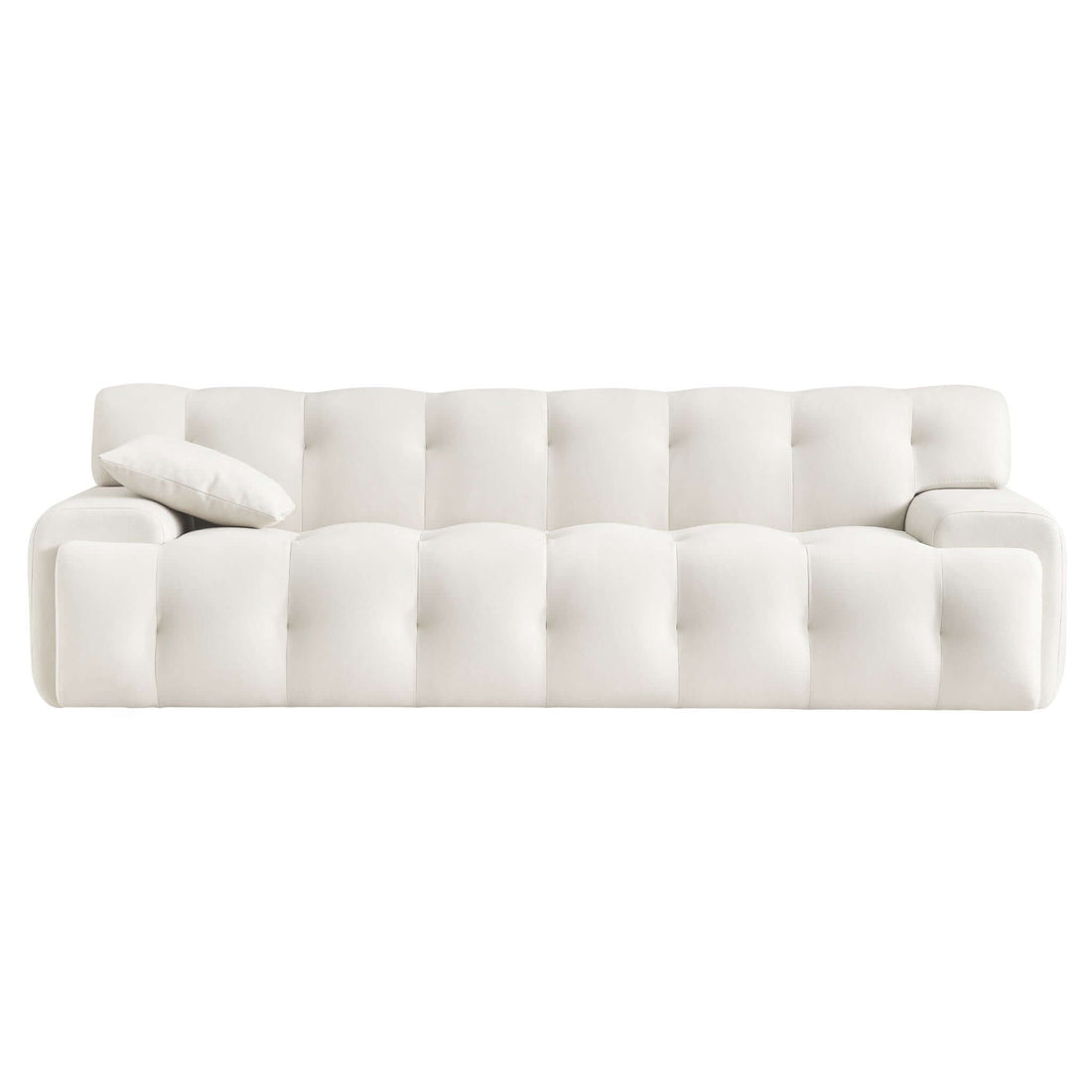 Brampton Mid Century 90 Inch Cream Velvet Sofa Cream,White Nature Velvet Wood Primary Living Space Medium Firm Tufted Back Mid Century Modern Foam Solid Wood,Velvet 3 Seat