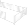 Twin Size Metal House Platform Bed With Guardrail And Chimney, White Box Spring Not Required Twin White Metal Metal