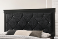 Modern 1Pc Black Finish Queen Size Panel Bed Wooden Fabric Upholstered Headboard Crystal Like Button Tufted Fabric Bedroom Furniture Box Spring Required Queen Black Wood Bedroom Modern Panel Wood