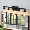 5 Lights Farmhouse Vanity Lights Fixture Rustic Bathroom Light Fixture Bathroom Sconce Black Modern Glass Iron