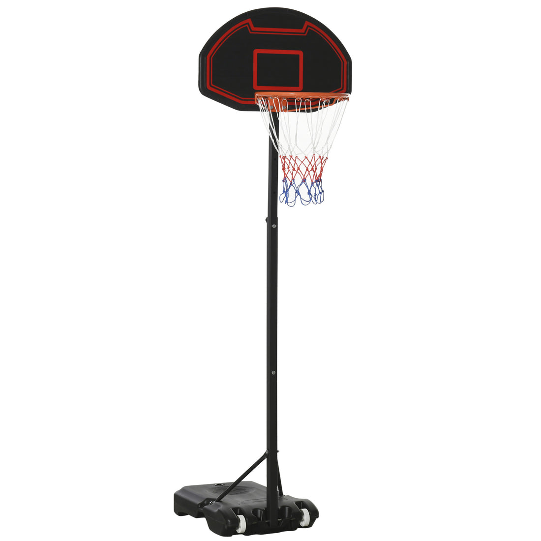 Soozier Portable Basketball Hoop Stand, 5.1 6.9Ft Height Adjustable Basketball System With 29'' Backboard And Wheels For Indoor And Outdoor Use, Black Black Steel