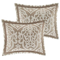 8 Piece Jacquard Comforter Set Tan Ivory Queen Queen Tan Ivory Polyester