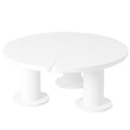 39.4'' Easy Assembly Round Petal Shaped Coffee Table, Cream Style Center Table With 3 Thick Legs, Minimalist Irregular End Table With Sleek Round Edges For Living Room, White White Mdf