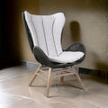 Indoor Outdoor Lounge Chair With Intricate Rope Woven Wingback, Gray Gray Wood Rope