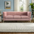 Fx P82 Pk Sofa Modern Designs Velvet Upholstered Living Room Sofa, 3 Seat Sofa Couch With Golden Metal Legs For Home, Apartment Or Office Pink Sofa Pink Velvet 3 Seat