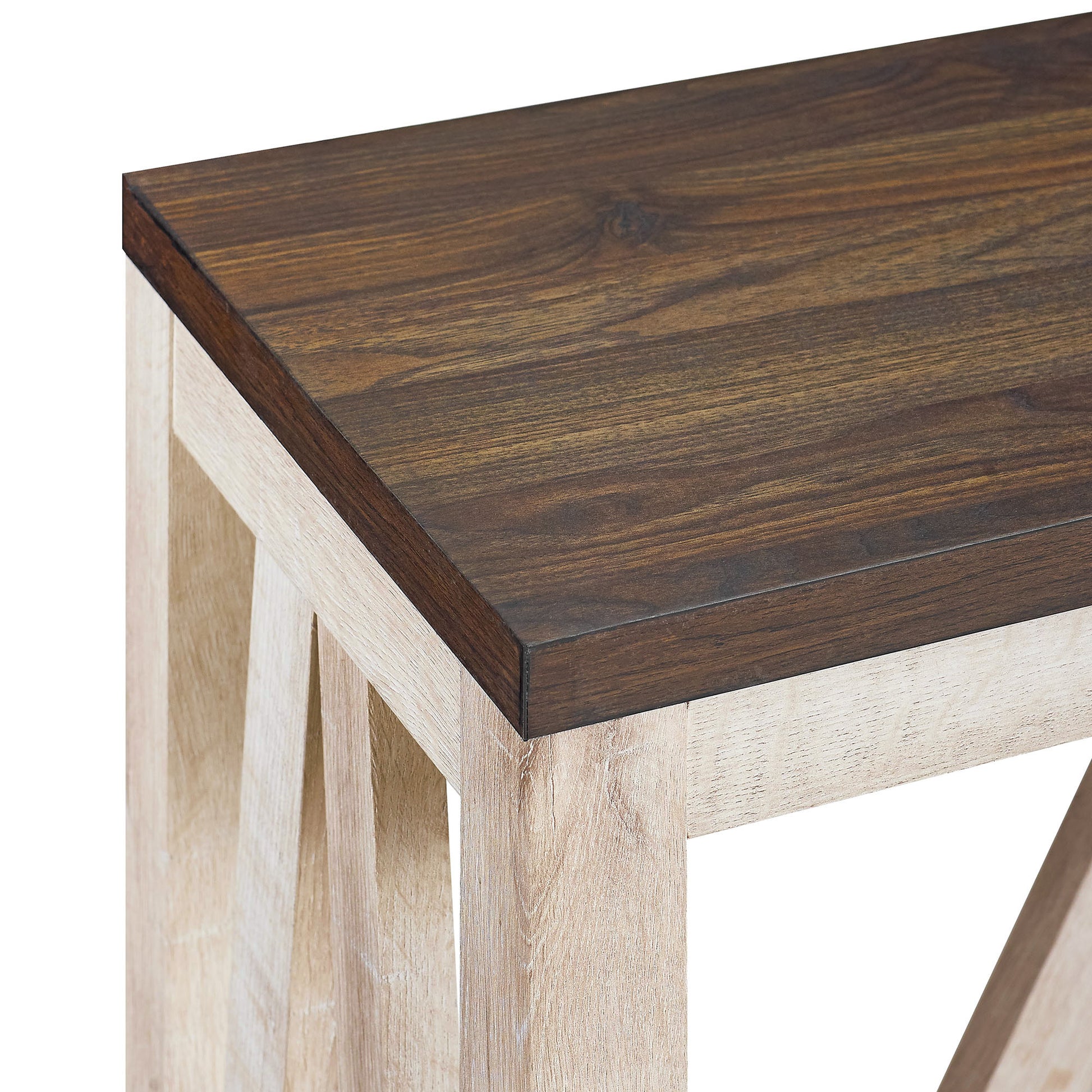 Farmhouse A Frame Entry Table With Lower Shelf Dark Walnut White Oak Walnut Mdf