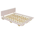 Queen Size Upholstered Floating Bed With Led Light And Usb Port, Velvet, Pink, Hydrualic Platform Bed Queen Pink Velvet