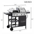 2 2 Multi Function Burner Gas Grill And Griddle Combo With Cover For Outdoor Cooking While Camping Or Tailgating Bbq,Frying,Pizza. Black And Silver Stainless Steel