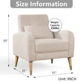 Mid Century Modern Accent Chair, Upholstered Armchair Living Room Chair, Comfy Single Sofa Chair With Metal Legs, Polyester Fabric Chair For Living Room Bedroom Camel Sherpa