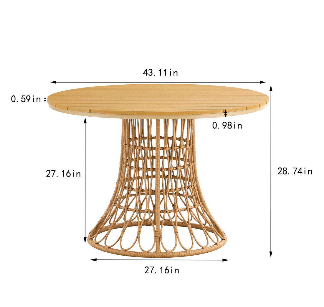 Outdoor Dining Simple Bamboo Chair Table Antique Brown Bamboo