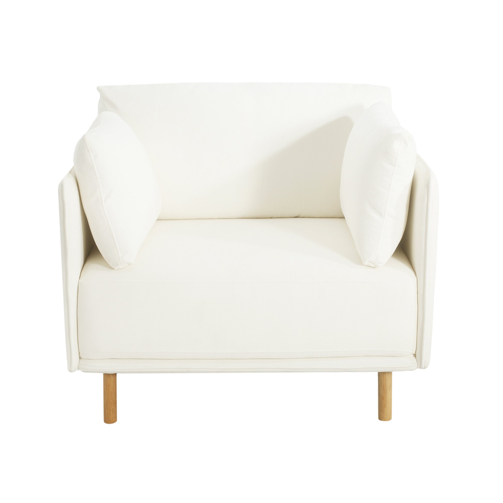 39" Modern Upholstered Accent Chair With Soft Cushions, Sleek Armrest Design And Sturdy Wooden Legs, Cozy Seating For Living Room, Bedroom, Or Office Lounge White Metal,Polyester,Solid Wood Mdf