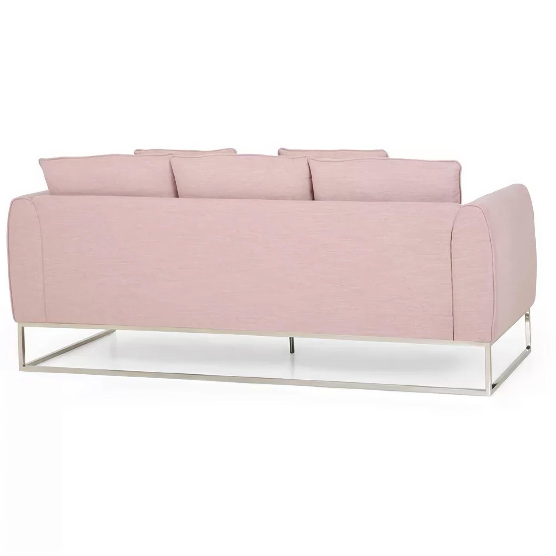 Chic And Cozy 82.75" Light Pink Fabric 2 Seater Sofa With Silver Legs And Soft Upholstery, Extra Deep Seats, For Small Space, Living Room, Office Apartment Light Pink, Fabric Pink Wood Primary Living Space Medium Soft Cushion Back Light Duty Art