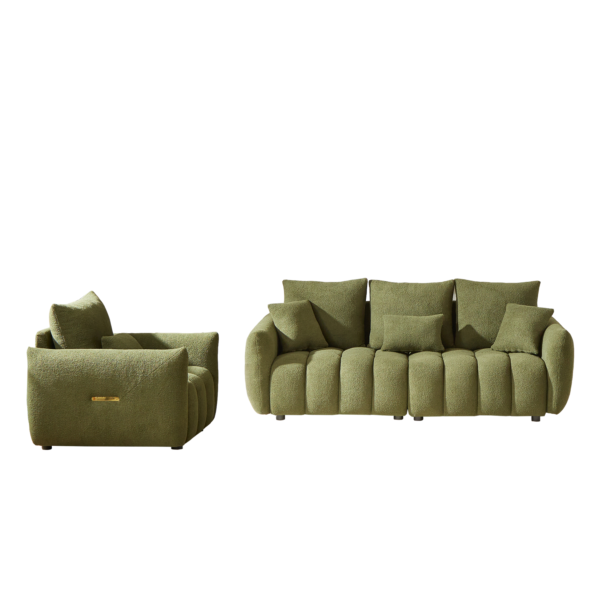 3 Seater 1 Seater Combo Sofa Modern Living Room Sofa, Teddy Sofa, Wooden Frame, 4 Cushions, Apartment Sofa Furniture Green Wood Primary Living Space Pine Foam Fabric 4 Seat