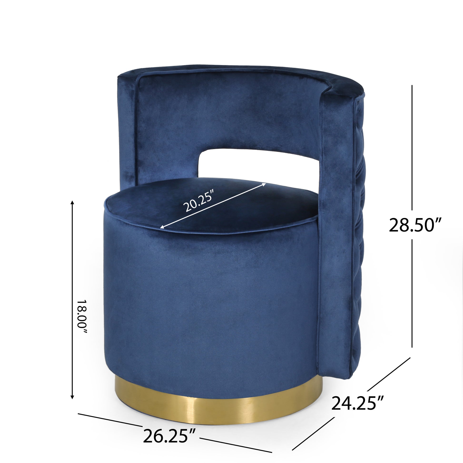 Swivel Arm Chair Blue Velvet