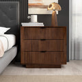 Lola Walnut Nightstand 3 Drawer Brown,Walnut,Wood Brown 3 Drawers Bedroom Bedside Cabinet Mid Century Modern Solid Wood Walnut Finish Solid Wood