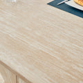 Table And Chair Set.Modern Minimalist Luxury Mdf Rectangular Dining Table With Light Yellow Textured Stickers On The Table, 6 Pu Synthetic Leather High Backrest Soft Cushioned Side Chairs. Light Yellow Seats 6 Mdf