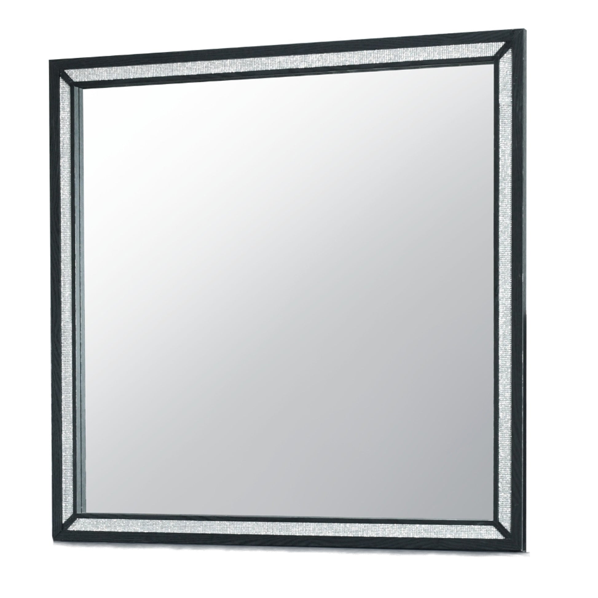 Carlos Black Mirror Black Solid Wood Mdf