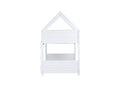 Twin Over Twin House Floor Bunk Bed With Headboards, Footboards And Guardrails, Ladder, Rubber Wood Bunk Bed With Safety Guardrails,White Twin White Rubber Wood