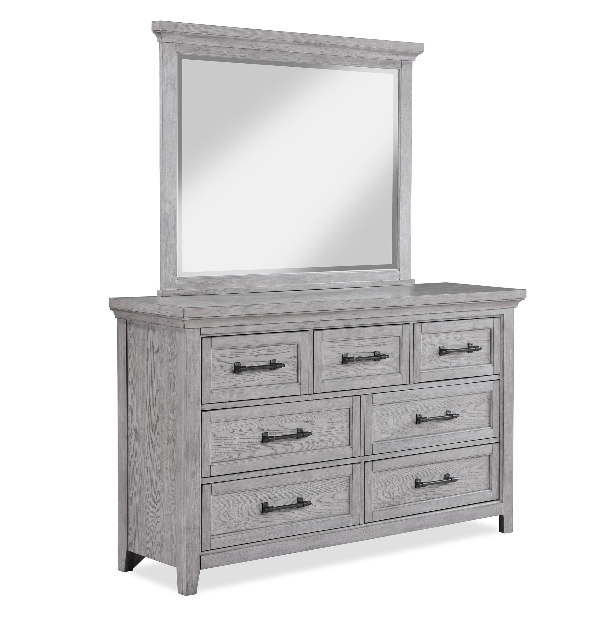 Contemporary Light Gray Finish 1Pc Dresser Wooden Bedroom Furniture Metal Pull Furniture Light Gray Bedroom Contemporary,Transitional Wood