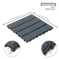 44 Pack 12X12 Square Waterproof Outdoor Deck Tiles Interlocking, All Weather, Slip Resistant, Easy Assembly Patio Decking For Poolside, Balcony, Backyard Grey Plastic