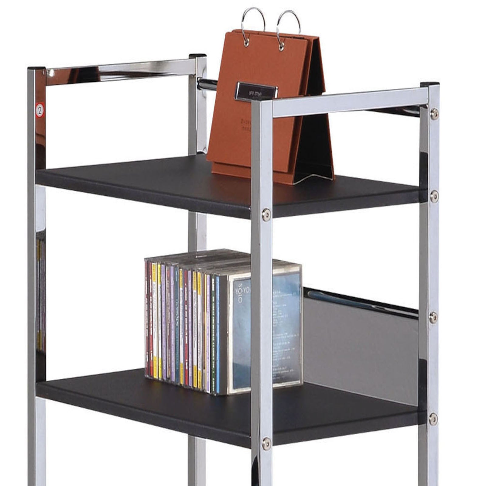 Elvis Black & Chrome Finish Writing Desk W Shelves Black,Chrome Metal,Synthetic Wood
