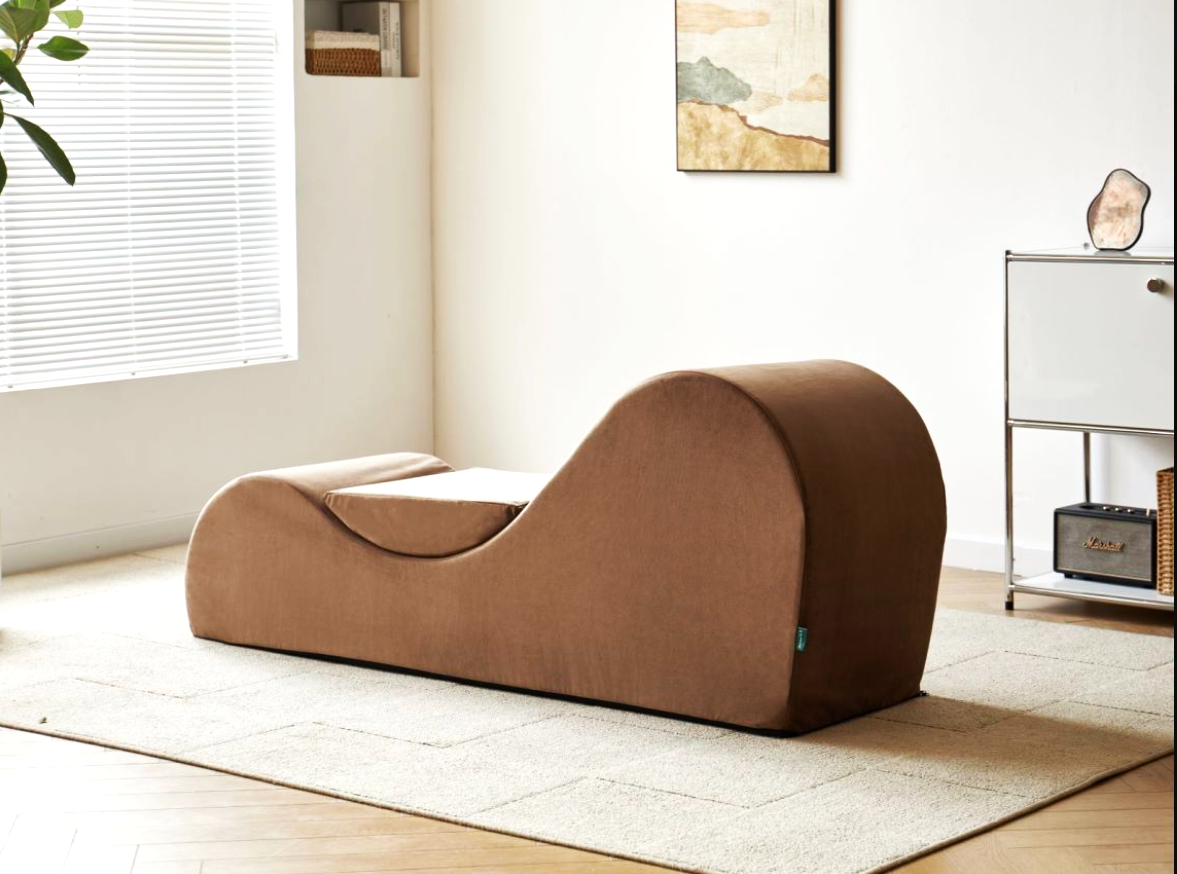Solace Chaise Lounge Chair Relaxation, Ergonomic Design With Soft Yet Firm High Density Foam Core, Removable Machine Washable Cover, Brown Brown Polyurethane
