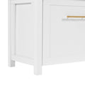 Versatile 4 In 1 Hall Tree With 6 Golden Hooks, Brown Wood Grain Bench With Multiple Storage Space, Entryway Coat Rack With 2 Drawers For Living Room, Hallway, White, 47.2''W*76.6''H White Primary