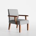 Fabric Accent Arm Chair Set Of 2 With Round Wood Table Light Gray Fabric