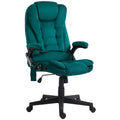 Homcom 6 Point Vibrating Massage Office Chair With Heat, Velvet High Back Executive Office Chair With Reclining Backrest, Padded Armrests And Remote, Dark Green Dark Green Polyester