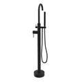 Black Freestanding Bathtub Faucet With Hand Shower Black Side Sprayer Floor Mounted Bathroom 2 Hole Faucets Stainless Steel Manual