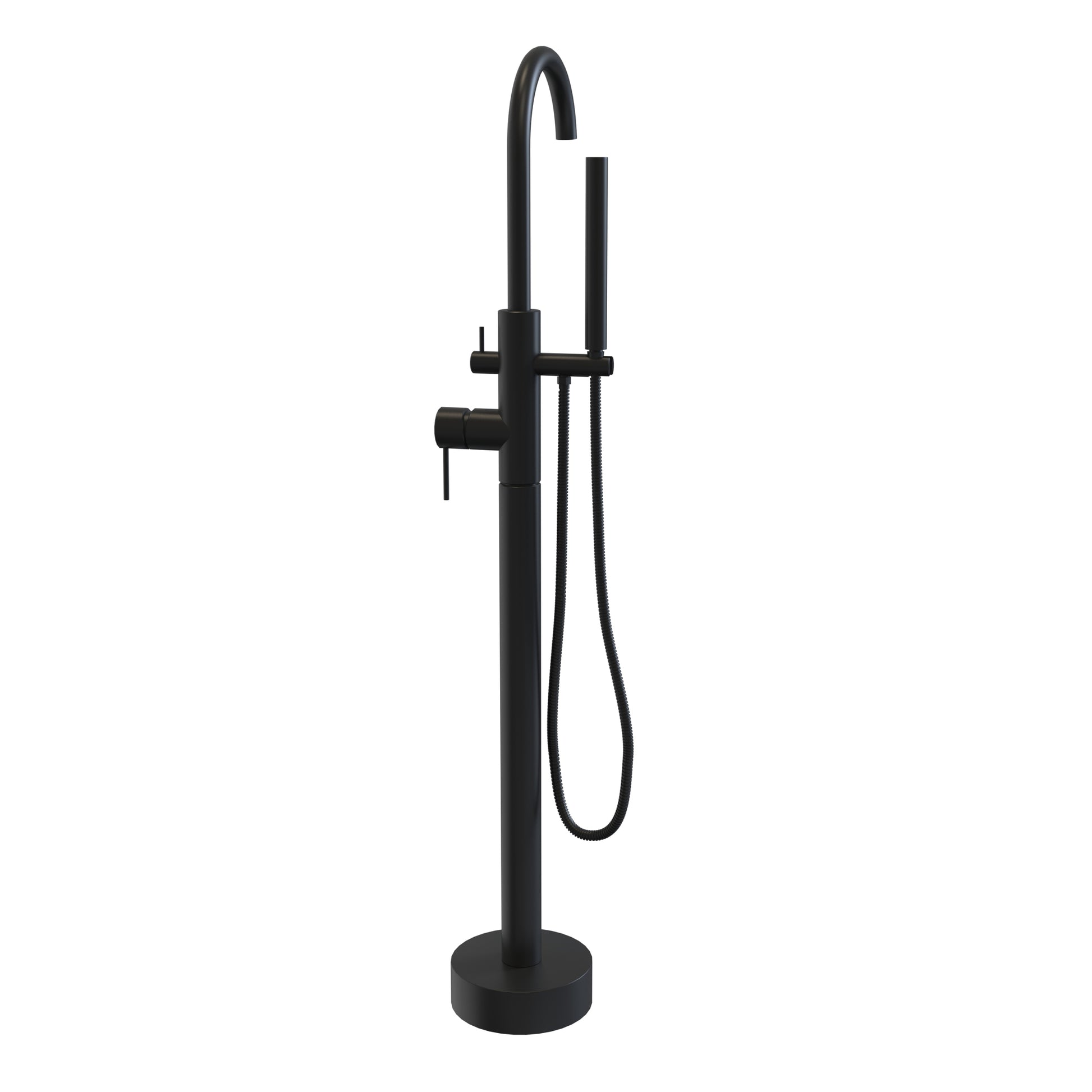 Black Freestanding Bathtub Faucet With Hand Shower Black Side Sprayer Floor Mounted Bathroom 2 Hole Faucets Stainless Steel Manual