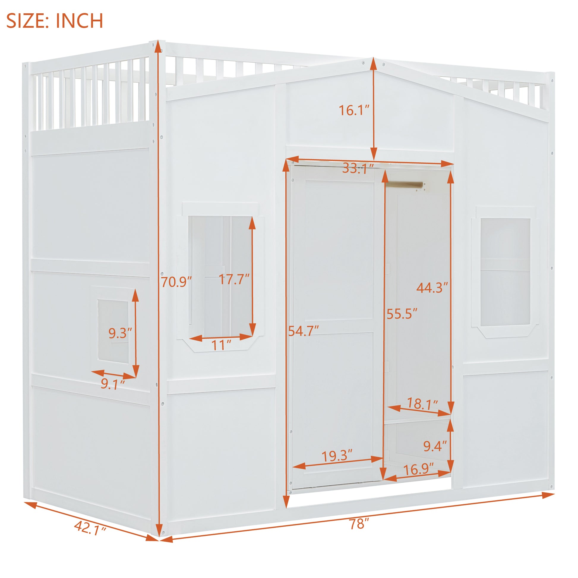 Twin Size House Loft Bed With Ladder And Wardrobe White Twin White Solid Wood