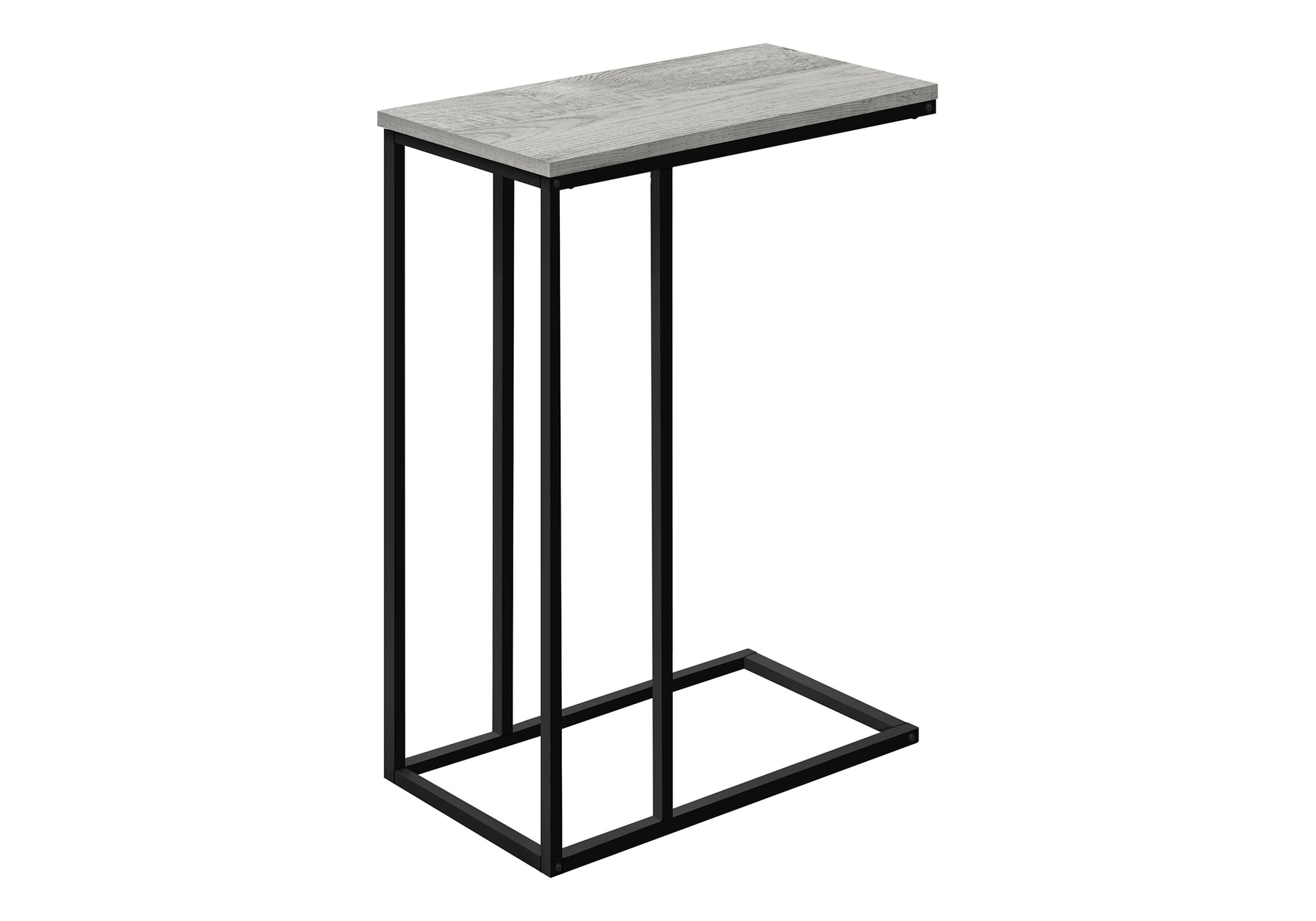 Accent Table, C Shaped, End, Side, Snack, Living Room, Bedroom, Grey Laminate, Black Metal, Contemporary, Modern Grey Particle Board